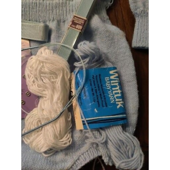 BABY BOY HAND KNIT Fair Isle SWEATER Romper SIZE 3-6 MONTHS. BLUE. Incomplete - Picture 3 of 6